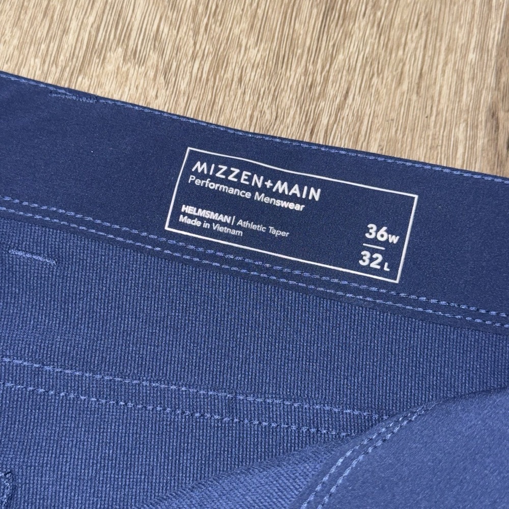 Mizzen And Main Helmsman Athletic Taper Pants Navy Blue Men's 36x32 Performance - Picture 4 of 5